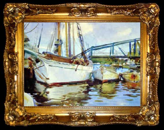 framed  John Singer Sargent Boats at Anchor, ta009-2